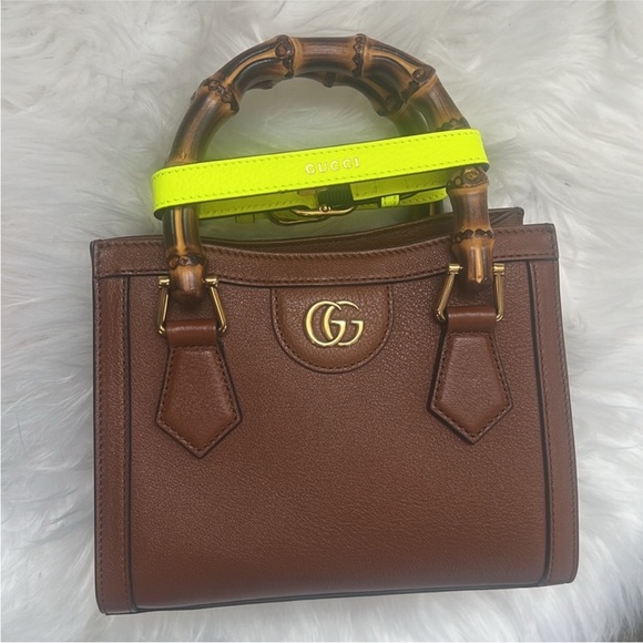 Gucci Brown and Yellow Satchel with Signature GG Logo - Picture 2 of 13